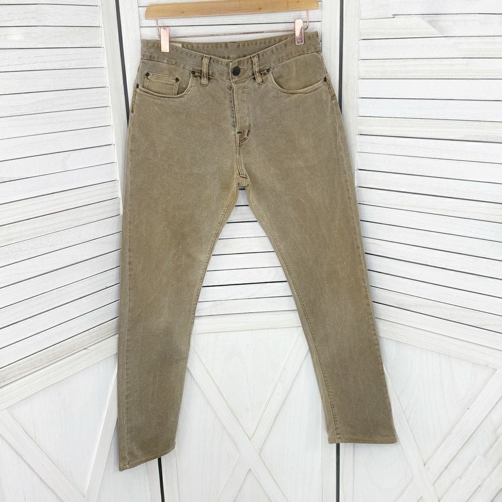 Shockoe Atelier Jeans Men 29 Slim Earthwood‎ Button Fly Straight  Taupe Beige